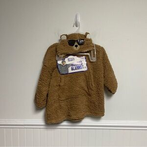 IMG Sherpa Oversized Hooded Cool Bear Blanket Front Pockets Size 3-5 yrs old